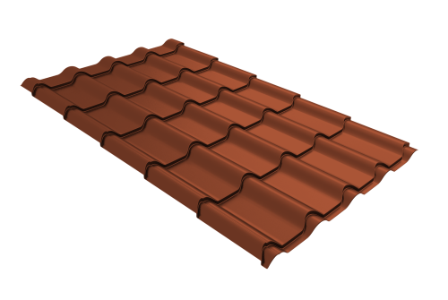 Металлочерепица Камея (Kamea) v01 0,5 Velur X RAL 8004 терракота