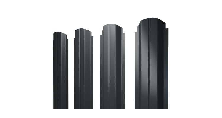 Штакетник П-образный А фигурный 0,45 PE-Double RAL 7016 антрацитово-серый